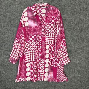 Dennis Basso Womens Printed Mixed Dot Button Front Tunic Blouse Sz 1X Artsy